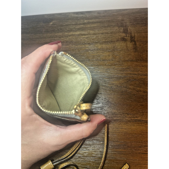 Chloe Auth Tan Black Zip Leather Coin Key Case 2 Slot Card Holder Wallet Zip H15 - Picture 7 of 9